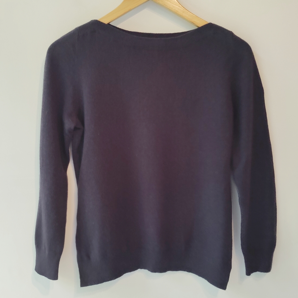Ann Taylor Navy Boatneck Cashmere Blend Sweater M